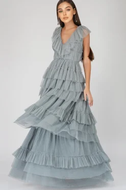 Alexandra Blue Tulle Maxi Dress