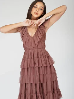 Alexandra Merlot Tulle Maxi Dress