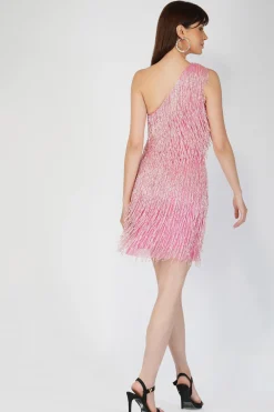 Amarato Embellished Pink Fringe Mini Dress