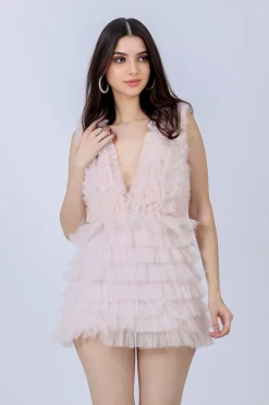 Angel Powder Pink Tulle Mini Dress
