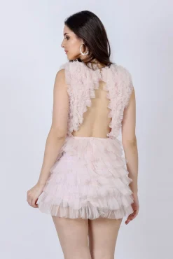 Angel Powder Pink Tulle Mini Dress