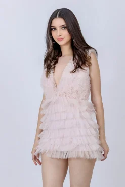 Angel Powder Pink Tulle Mini Dress