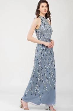 Arina Blue Embellished Maxi Dress