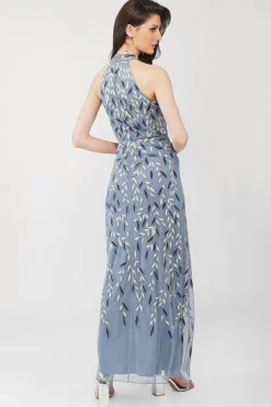Arina Blue Embellished Maxi Dress