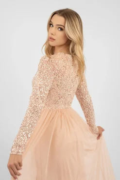 Belle Blush Pink Long Sleeve Bridesmaid Dress