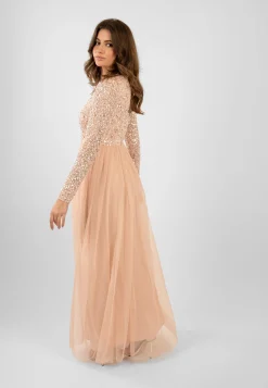 Belle Blush Pink Long Sleeve Bridesmaid Dress