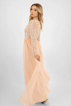 Belle Blush Pink Long Sleeve Bridesmaid Dress