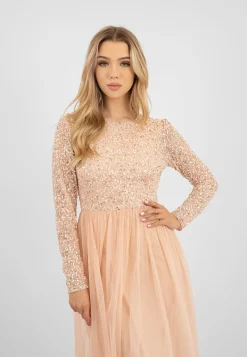 Belle Blush Pink Long Sleeve Bridesmaid Dress