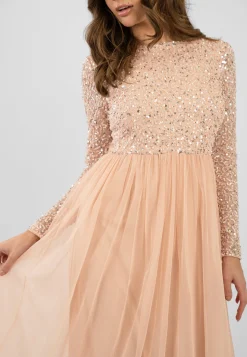 Belle Blush Pink Long Sleeve Bridesmaid Dress