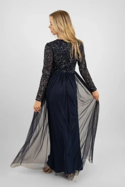 Belle Navy Blue Long Sleeve Bridesmaid Dress