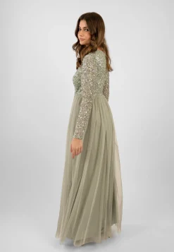 Belle Sage Green Long Sleeve Bridesmaid Dress
