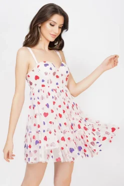Bibi Corset Mini Dress In Pink Heart
