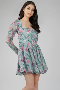 Bone Green Floral Corset Dress