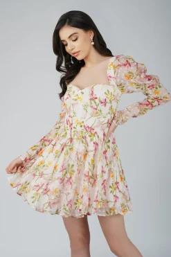 Bone White Floral Corset Dress