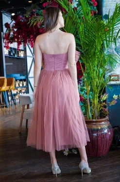 Butterfly Mauve Tulle Midi Dress