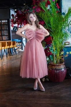 Butterfly Mauve Tulle Midi Dress