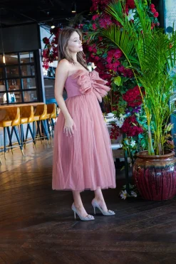 Butterfly Mauve Tulle Midi Dress