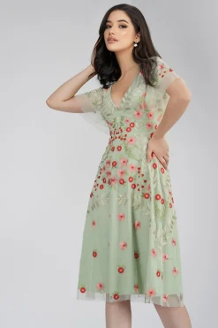 Calla Sage Green Embroidered Dress