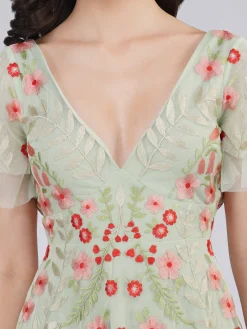 Calla Sage Green Embroidered Dress