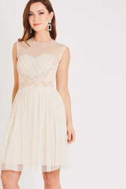 Cecilia Pearl Embellished Skater Dress