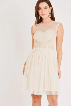 Cecilia Pearl Embellished Skater Dress