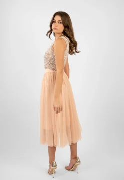 Cleo Nude Tulle Midi Skirt