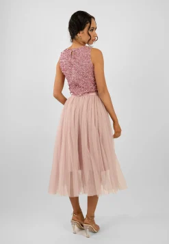 Cleo Pink Tulle Midi Skirt