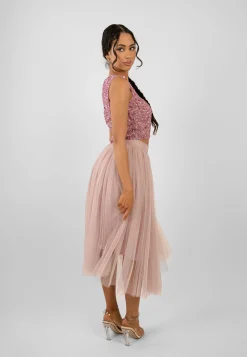 Cleo Pink Tulle Midi Skirt