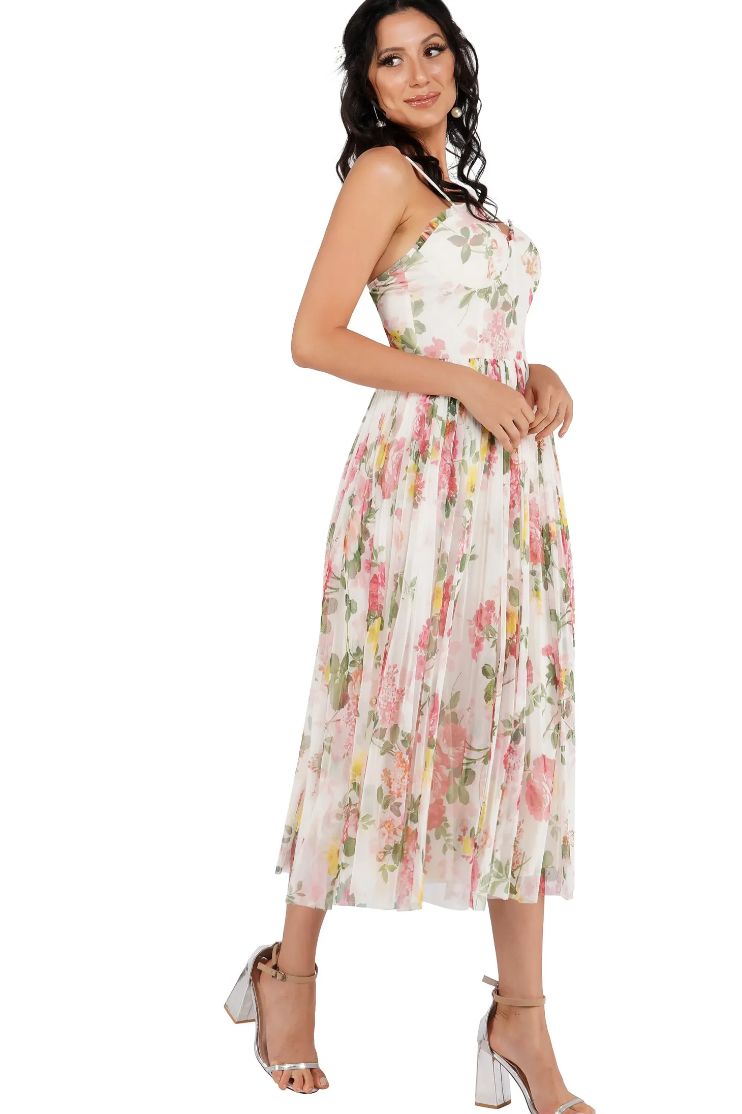 Dane Floral Tulle Corset Midi Dress