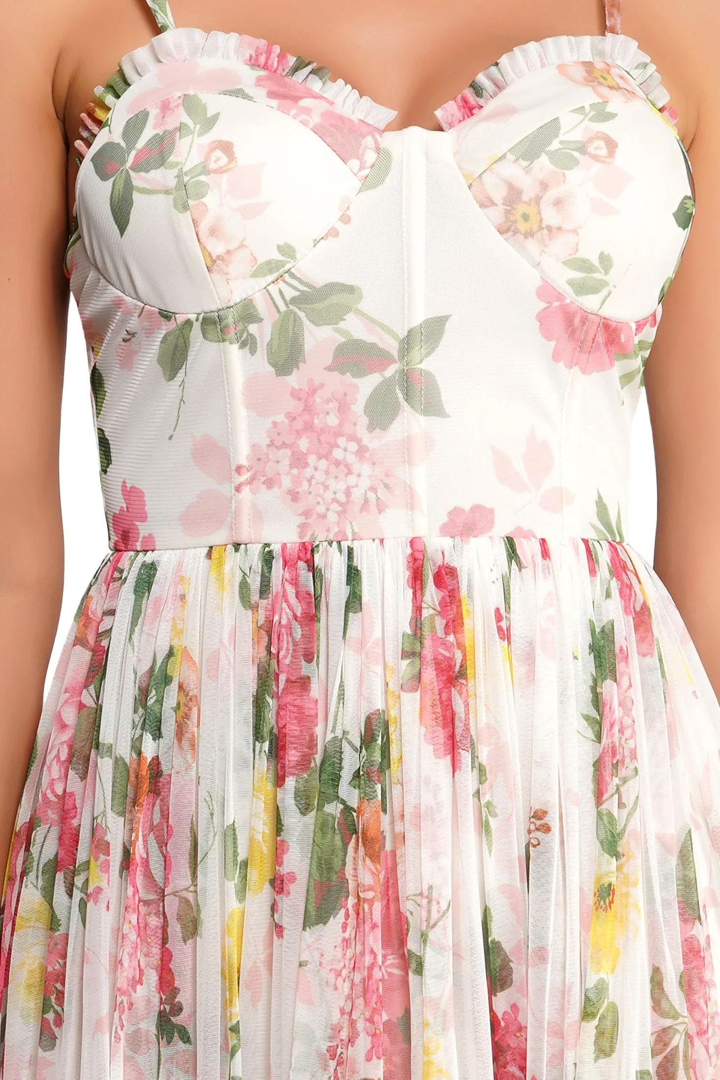 Dane Floral Tulle Corset Midi Dress