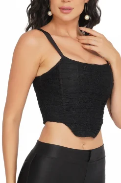 Devon Black Lace Corset Top