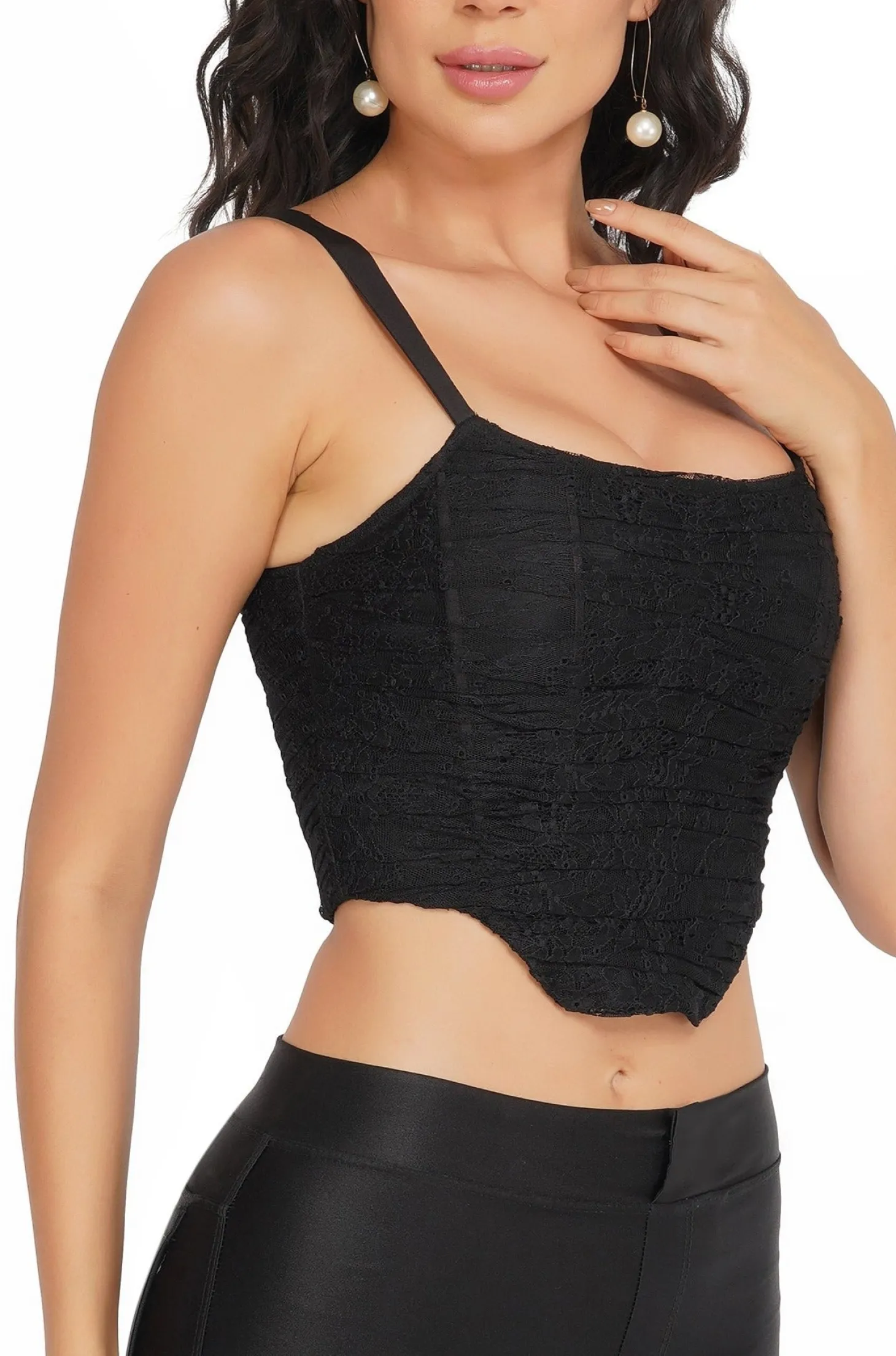 Devon Black Lace Corset Top
