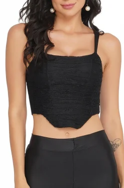 Devon Black Lace Corset Top