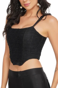 Devon Black Lace Corset Top