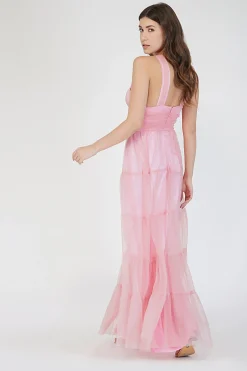 Dreamy Pink Crisscross Front Maxi Dress