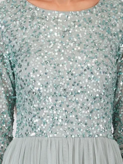 Elle Long Sleeve Sage Green Bridesmaid Maxi Dress