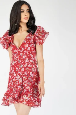 Fairy Printed Red Mini Dress