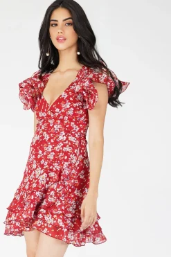 Fairy Printed Red Mini Dress