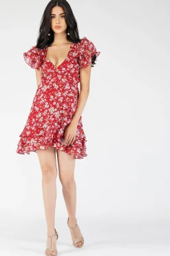 Fairy Printed Red Mini Dress