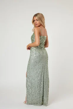 Gloria Sage Green Beaded Maxi Dress