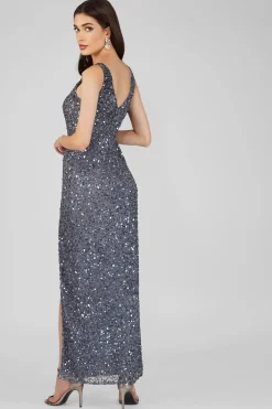 Greyson Grey Sequin Maxi Dress