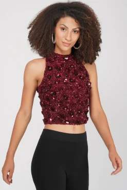 Gui Burgundy Sequin Top