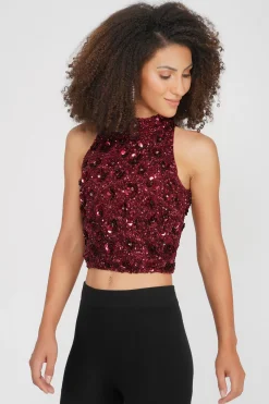 Gui Burgundy Sequin Top