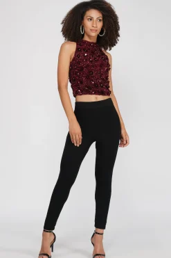 Gui Burgundy Sequin Top