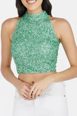 Gui Pastel Green Sequin Top