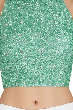 Gui Pastel Green Sequin Top