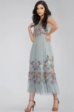 Iris Dusty Blue Embroidered Dress