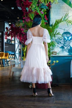 Jayne Nude Tulle Midi Dress