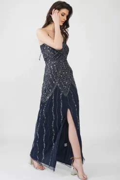 Jolie Embellished Maxi Dress In Navy Blue