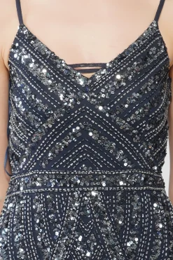 Jolie Embellished Maxi Dress In Navy Blue